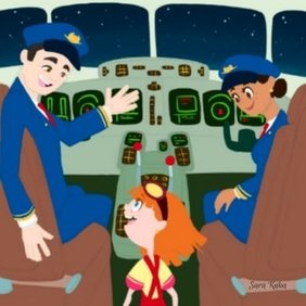 Sophie and the Airplane-Illustration by Sara Kuba